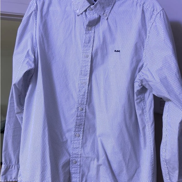 White dress shirts with little navy M all over - Picture 2 of 2